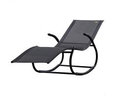 Aktive 61061 - Tumbona mecedora exterior jardín con cojín, Medidas 60x172x75cm, Capacidad 1 persona, resistente con protección UV50, Hamaca jardín tumbona, Muebles jardín exterior