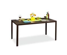 Relaxdays Mesa Jardín Rectangular, Efecto Madera, Mesita Terraza, Patio, 74,5 x 155,5 x 78 cm, Mesilla Balcón, Marrón