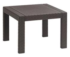Allibert by Keter Victoria - Mesa de jardín Cuadrada (plástico, Aspecto de ratán, 59 x 59 x 43 cm), Color marrón