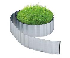 Relaxdays Borde de césped de 8 m, de Metal, galvanizado, Flexible, Borde para césped y Banco, 16 cm de Alto, Color Plateado