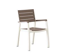 Keter - Sillón de jardín exterior Harmony con brazos, Color Beige Y Topo, 60 x 59 x 86 cm