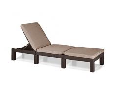 Keter Daytona Deluxe-Tumbona de Jardín, para Exterior Ideal para terrazas, Patios, Jardines, con Respaldo reclinable en 4 Posiciones, Estructura Reforzada con cojín Incluido para Confort,Color Marrón