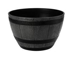 VERDENIA Maceta de Barril Ligera Maceta para balcón, Maceta Decorativa para Plantas de Interior y Exterior, de plástico, Redondo, Muchos Colores, 33 cm, Gris