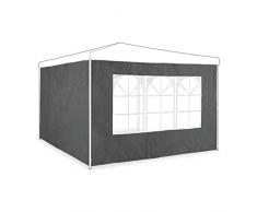 Relaxdays Set 2 Paneles Laterales Carpa, 2x3 m, Cortinas Cenador, con Ventana, Impermeables, Lonas Cierre Pérgola, Gris