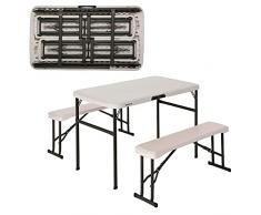 LIFETIME 80352 - Conjunto plegable mesa y 2 bancos utrarresistente lifetime, Blanca, 106x61x74 cm uv100