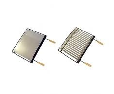 Imex El Zorro Plancha para barbacoa, inox, 66 x 41 cm, GRIS, 71615 & Imex El Zorro 71613 - Parrilla para barbacoa, Inox, 66 x 41 x 3 cm