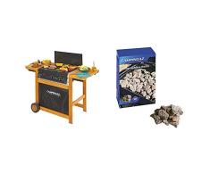 Campingaz Woody Adelaide 3 Barbacoa de Gas con 3 Quemadores, 14 Kw, Fácil Sistema de Limpieza Instaclean, Parrillas de Acero, 2 Mesas Laterales + 205637 - Piedras lava, 3 kg