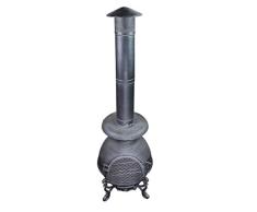 GardenKraft 19630 - Chimenea de Hierro Fundido para jardín, Patio, Barbacoa, Parrilla para carbón de Madera, 180 cm de Alto x 50 cm, Color Negro
