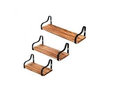 ESTANTERÍA Doble POSICIÓN S/3-Baldas estanterías de Madera en Tono Claro con apoyos metálicos en Tono Negro. Estanterias 3 baldas (50×20×17)