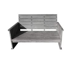 Strandgut07 - Banco de jardín Lounge de madera de teca, gris lavado