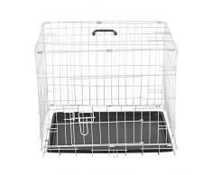 PawHut Jaula Plegable de Metal para Mascota Perro 2 Puertas Transportín 5 Medidas 2 Colores Opcional 106x71x76cm Plateado