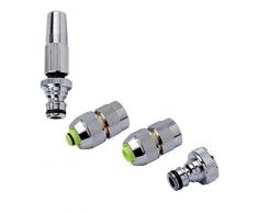 Conexiones pro-chromed de tubería manguera 15 mm jardín latón cromado; conectores a grifo; enlace manguera; lanza metálica de riego; rosca a grifo 1/2