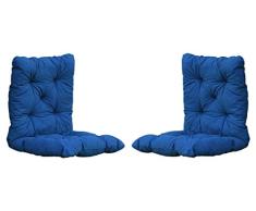Chicreat Cojines para asiento con respaldo, 98 × 50 × 8 cm, azul (juego de 2)