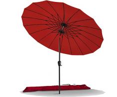 VOUNOT 270 cm Shanghai Sombrilla Jardín, Parasol Terraza Inclinable con Manivela, Protección UV para Patio, Jardín, Piscina, Exterior, Rojo