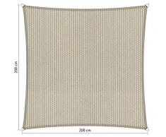 Shadow Comfort Sombra Vela Sombrilla Toldo Permeable al Agua HDPE Garden Toldo para Jardín Exterior Terraza UV Bloque - Cuadrado 2x2m - Sahara Sand