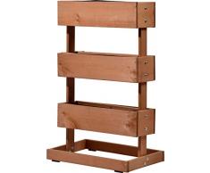 dobar 58525e - Jardinera Vertical con 3 macetas separadas, bancal Alto con lámina para Plantas para jardín Urban, 49,5 x 30 x 78 cm, Pino