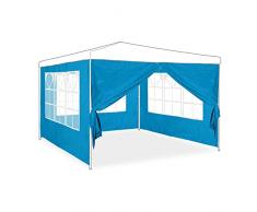 Relaxdays Set de 4 Laterales Carpa, 3 Paredes Cenador con Ventana y 1 Cortina Lateral con Cremallera, 2x3 m, Azul Claro