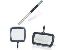 Gre Gama Graphite - Mango Telescópico de Aluminio para Piscina + Red Recogehojas para Superficie de Piscina + Red Recogehojas para Fondo de Piscina