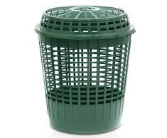 Prosperplast Cesta de jardín Soporte - Mesa Auxiliar Decorativa Cage 60L, Dimensiones (mm) 450x450x466, Color Verde