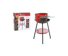 Privilege Barbacoa de Carbon con Patas Acero esmaltado Redonda Rojo (Diametro 35 cm), Talla única