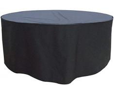 Funda Impermeable para Mesa Redonda y Sillas - Modelo BI005PR - Cierre Ajustable - Uso Exterior e Interior - Fabricada con Tela de Poliéster - Gramaje 160 g/m2 - 163x89 cm - Color Negro - Bikain