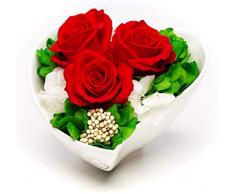 Rosen-te-amo - Rosas Rojas duraderas, Ramo de Flores en jarrón con Forma de corazón - El Regalo para el día de la Madre