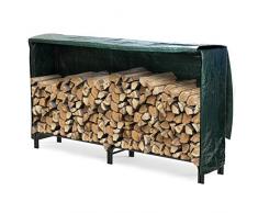VOUNOT Soporte de Madera de 2 Metros | Estante de Registro de Chimenea | Registro de leña con Tapa | Soporte de Almacenamiento de Madera para Interiores al Aire Libre | Negro