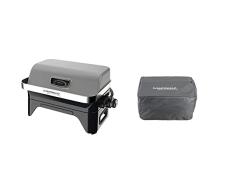 Campingaz Barbacoa de gas Attitude2go CV, barbacoa de mesa con poco humo + Juego de asador para Pollo u Otros Tipos de Aves de Corral
