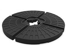 VOUNOT Base de sombrilla de jardín de plástico, rellenable con 52 litros de agua o 100 kg de arena, Negro