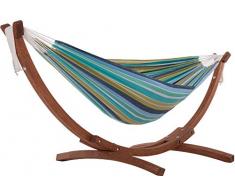 vivere c8spct de 29 doble hamaca de algodón con estructura de arco Estable de Massi vki mando a madera, multicolor, 259 x 119 x 104 cm