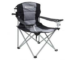 SONGMICS Silla de Camping Plegable XL, con Asiento Acolchado de Esponja, Grande y Cómoda, Estructura Duradera, MAX. Capacidad de Carga 150 Kg, Silla para Exterior, Negra GCB07BK