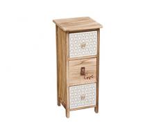 CAJONERA Love - 3 CAJONES-Cajonera romántica de Madera Natural con Tres cajones, Dos de Ellos con Estampado geométrico y Otro con la Palabra `Love´. ( 25×25×63.5)