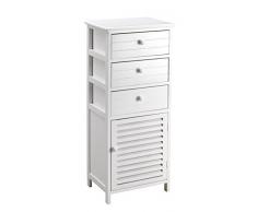 King Home C656897 - Cajonera de 3 cajones con puerta, color blanco, 40 x 29 x 93 cm