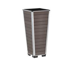 EVERFLOOR - Jardinera elegante y decorativa en madera compuesta para interior y exterior-marrón-27 x 27 x 62 cm