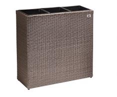 Jardinera Gartenfreude, separador de ambientes de polircan, inserciones de plástico 3x, mocca, 76x26x73 cm, 4000-1070-024