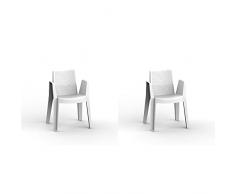RESOL Play Set 2 Sillas de Jardín Apilables con Reposabrazos y Respaldo Ventilado | Terraza, Patio, Balcón, Comedor Exterior | Ligera y Resistente | Diseño Moderno - Color Blanco