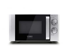 Caso MG 20 Ecostyle Ceramic Microondas 2 en 1 con parrilla y función de gratinado de 1000 W, base de cerámica, capacidad de 20 litros, potencia de 700 W, revestimiento Easy Clean, en color plateado