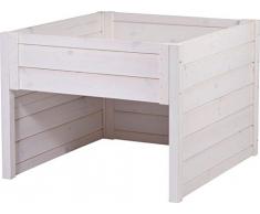 dobar 56188e - Garaje para Robot cortacésped con Jardinera integrada (Madera, 79 x 73 x 56 cm), Color Blanco