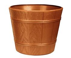 Verdenia 7211 - Macetero Ligero con diseño Inspirado en Madera, Maceta Decorativa para Plantas de Interior y Exterior, de plástico, Redondo, Muchos Colores y tamaños, 34 cm, Terracota