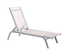 DT MB-166607 Tumbona Aluminio y Textilene Reclinable, Beige, 191 x 58 x 98 cm