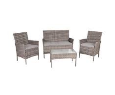 greemotion Juego de salón Morelia de 4 cucharaditas de ratán sintético de Mesa y sofá, 2 sillones, Color marrón y Beige