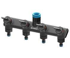 Cellfast Ergo Distribuidor de 4 vías Permite una conexión simultánea de Dos Sistemas a un Grifo, regulación del Flujo de Agua, 53 – 240, Color Negro