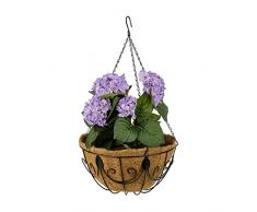 Relaxdays Juego de 3 cestas Colgantes de Coco, con Cadena, 35 cm de diámetro, Cada Soporte para Plantas, 10 litros de Capacidad, Color marrón