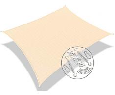 VOUNOT Toldo Vela de Sombra Rectangular 2.5 x 3 m, con Kits de Montaje, Protección Rayos UV y HDPE Transpirable, para Exterior, Jardin, Patio, Marfil