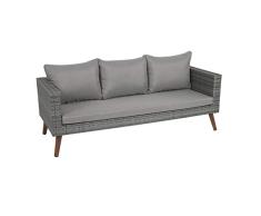 greemotion sofá Lounge Gomera 3 plazas, sofá de jardín con Almohadas cómodas, sofá de Poli ratán para Interiores y Exteriores, Aprox. 185 x 64 x 75 cm