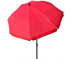 Aktive 85305 - Sombrilla de jardín, con protección UV30, Ø240 cm, color rojo, mástil 28-32 mm, mástil flexible, altura regulable, Sombrillas grandes, Aktive Garden