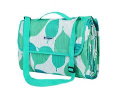 SONGMICS GCM80JW - Manta de pícnic Lavable para Exterior, Plegable en una Bolsa con Correa para el Hombro, Manta Ligera de Camping, Ideal para Viajes, aísla del Calor, 195 x 150 cm