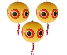 ATopoler 3 Globos Repelente de pájaros, Globo Ø34 cm, Globos Repelente antipájaros, Globo espantoso de pájaros con Ojos inflables, Cinta, Cuerda y Pegatina Plateada (Amarillo)