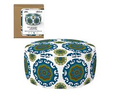 Aktive 79034 - Puff hinchable, Puff exterior, Reposapiés hinchable, Ø53x23 cm, color étnico verde, Tejido impermeable, soporta 100 kg, mobiliario jardín exterior, Aktive