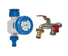 Aqua Control C4200 Programador de Riego Clicker de 1 Único Botón para Jardín + Grifo Doble